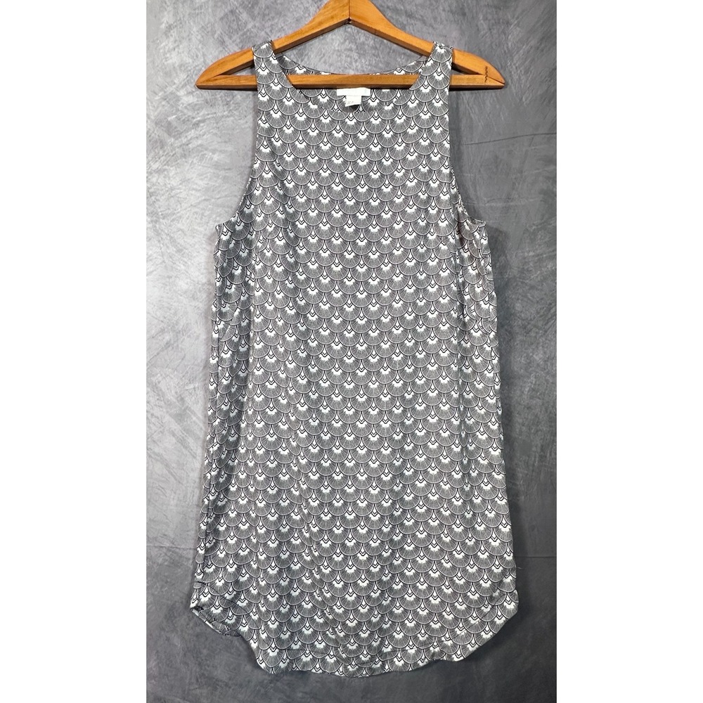 HM Shift Dress Womens 6 Black White Geometric Print Round Neck Casual Pullover